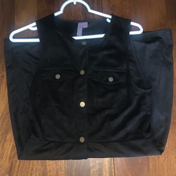 Francesca's Collections Dresses & Skirts - NWOT Never Worn Black Faux Suede Button Up Dress